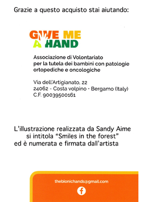 “Sandy-Aime-smiles in the forest-illustrazione” volantino associazione